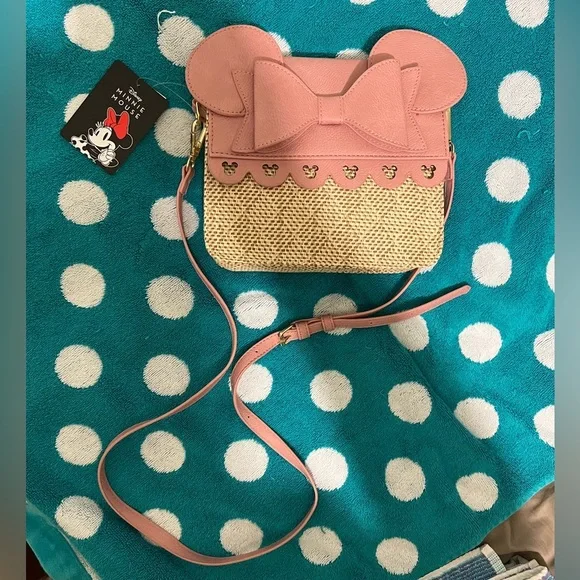 Disney Minnie Mouse Pink and Tan Crossbody Bag - Picture 3 of 5